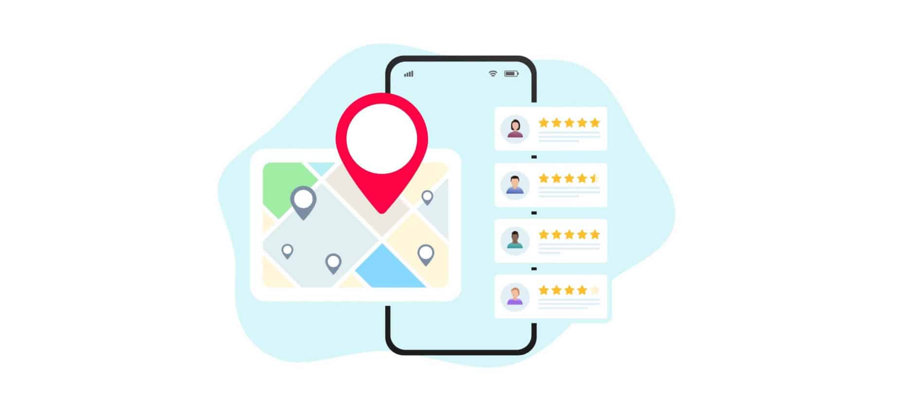 Local SEO Strategy Mobile smartphone showing maps and business reviews